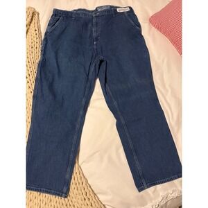 Carhartt Dungaree Fit Carpenter Jeans Mens 42x30 Dark Wash Denim Workwear